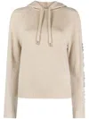 Max Mara Logo Embellished Knit Hoodie In Neutrals