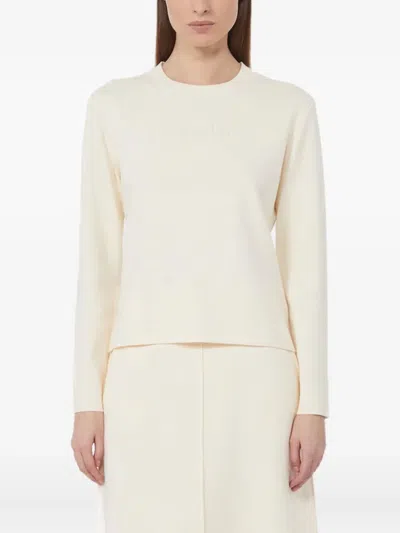 Max Mara Logo-embossed Sweater In White