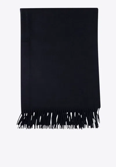 Max Mara Logo-embroidered Baci Scarf In Blue