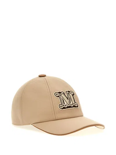Max Mara Logo-embroidered Cap In Neutrals