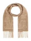 Max Mara Cashmere Scarf With Embroidered Monogram Detail In Pink