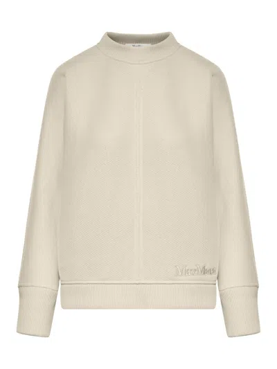 Max Mara Logo Embroidered Crewneck Jumper In Beige