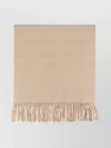 Max Mara Logo Embroidered Fringed Edge Scarf