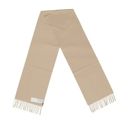 Max Mara Logo Embroidered Fringed Edge Scarf In Beige