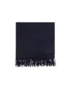 Max Mara Rectangular Cashmere Scarf Fringed Edge In Black