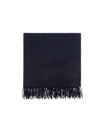 MAX MARA MAX MARA LOGO EMBROIDERED FRINGED SCARF