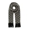 Max Mara Logo Scarf With Embroidered Design And Fringes In Gray
