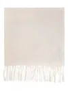 Max Mara Logo-embroidered Fringed-edge Scarf In Neutral