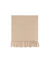 Max Mara Logo Embroidered Fringed Edge Scarf In Nude