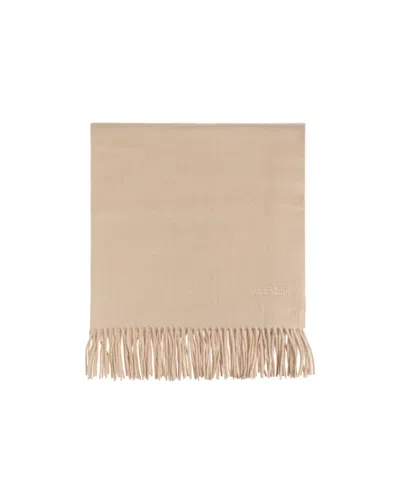 MAX MARA MAX MARA LOGO EMBROIDERED FRINGED SCARF