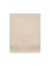 Max Mara Logo Embroidered Fringed Scarf In White