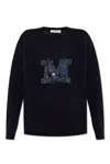 Max Mara Logo Embroidered Knitted Jumper In Blue