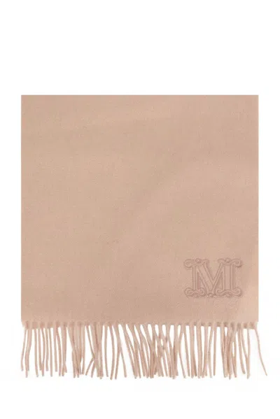 Max Mara Logo Embroidered Scarf Edge Scarf In Pink