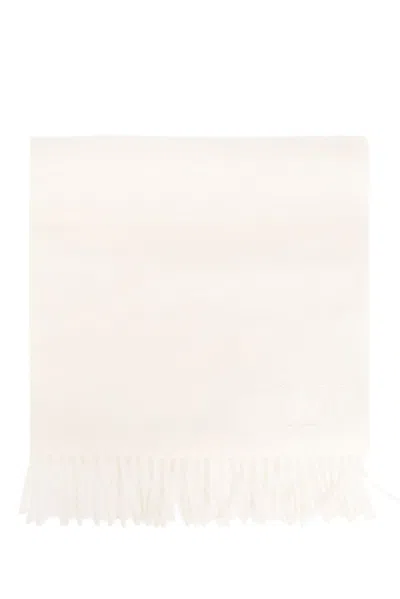 Max Mara Logo Embroidered Scarf Edge Scarf In White