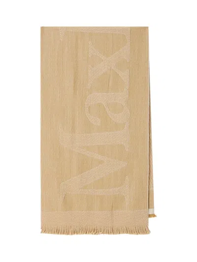 Max Mara Logo Embroidered Scarf In Marrone Chiaro