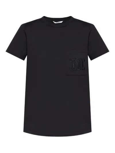 Max Mara Logo-embroidered T-shirt In Black