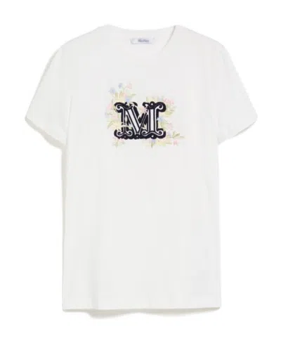 Max Mara Logo Embroidered T-shirt In White