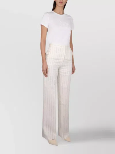 Max Mara Logo Embroidery Short Sleeve T-shirt In White