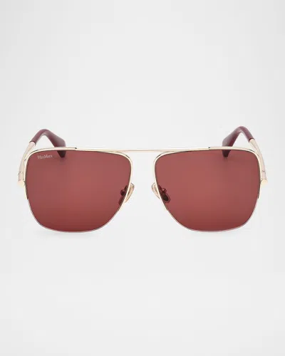 MAX MARA LOGO ENGRAVED METAL AVIATOR SUNGLASSES