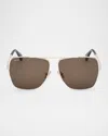 Max Mara Women's Gold & Roviex Modified Aviator Sunglasses In Gldogrn