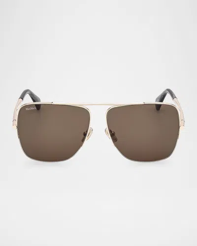 MAX MARA LOGO ENGRAVED METAL AVIATOR SUNGLASSES
