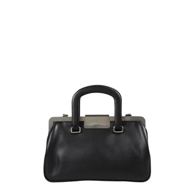 Max Mara Logo Engraved Top Handle Bag In Black