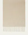 Max Mara Logo Fringe Cashmere Scarf In Ivory