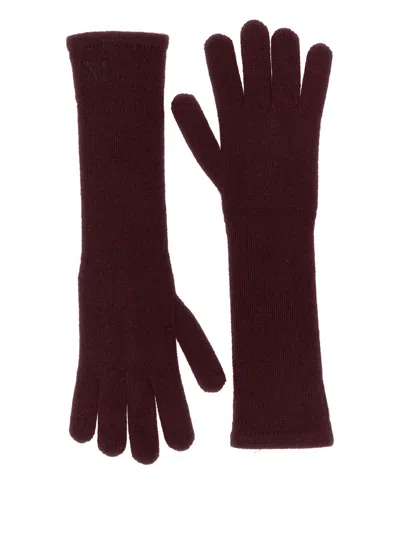 Max Mara Full-finger Knitted Long Gloves In Burgundy