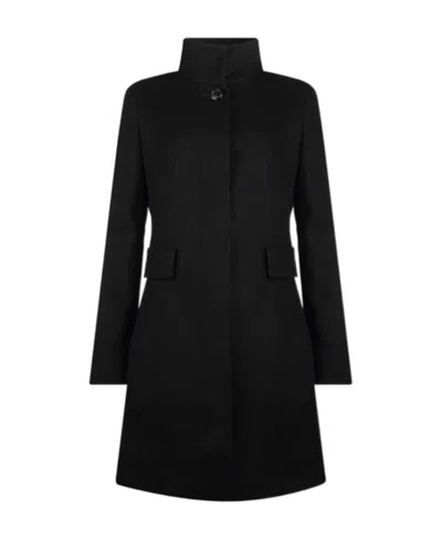 Max Mara Logo High-necked Coat In Black