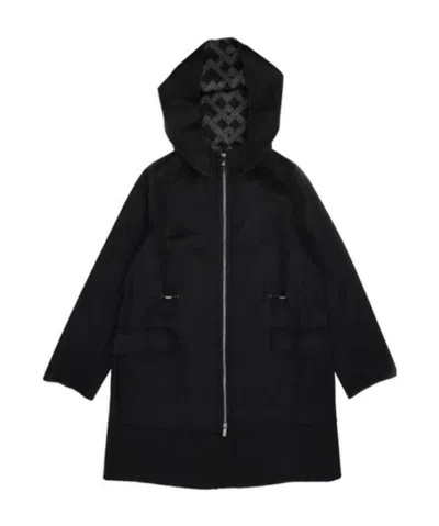 Max Mara Logo Hooded Coat In Black