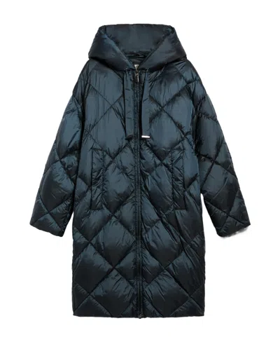 Max Mara Logo Hooded Down Jacket In Black