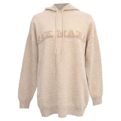 Max Mara Logo Hoodie In Beige Cashmere In Neutral