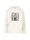 Max Mara Virgin Wool Hoodie With Teddy Texture And Contrast Logo In Neutral