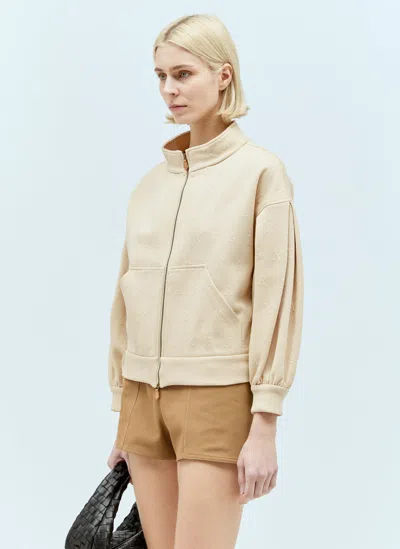 Max Mara Logo Jacquard Bomber Jacket In Beige