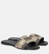 Max Mara Logo Jacquard Raffia-effect Slides In Neutrals