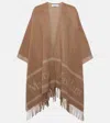 Max Mara Logo Jacquard Wool Poncho In Brown