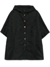 Max Mara Hooded Monogram Coat In Black