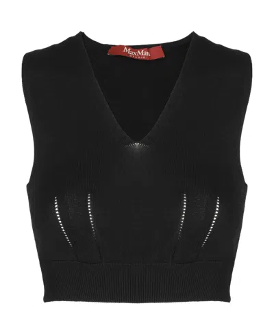 Max Mara Logo Knitted Vest In Black
