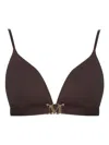 Max Mara Logo-letter Bikini Top In Brown