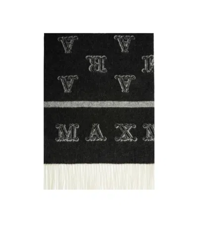 Max Mara Logo Logo Cashmere Scarf In Black