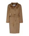 Max Mara Logo Long-sleeved Coat In Brown