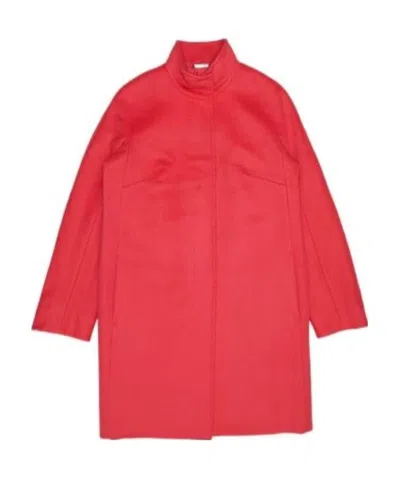 Max Mara Logo Long-sleeved Coat In Red