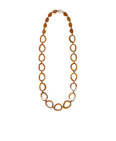 Max Mara Logo Necklace In Yellow