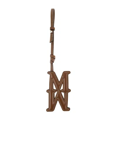 Max Mara Logo Patch Keyring In Brown