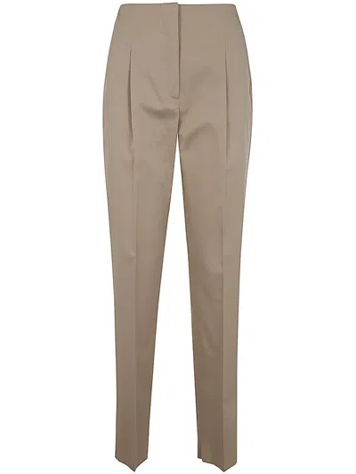 Max Mara Logo Patch Straight Leg Trousers In Brown