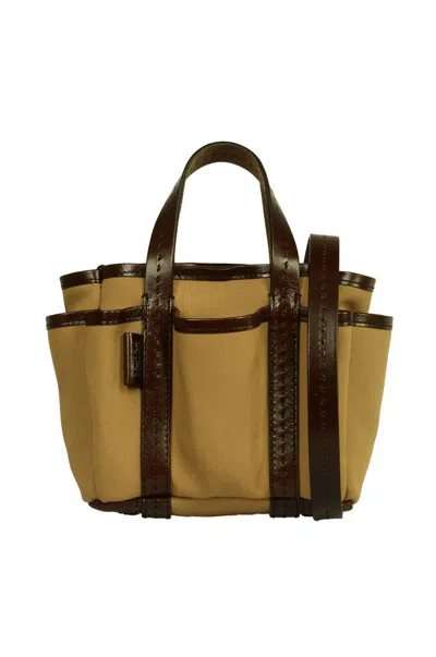 Max Mara Logo Patch Top Handle Bag In Brown