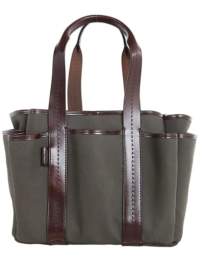 Max Mara Logo Patch Top Handle Bag In Green