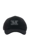 Max Mara Logo-patch Wool Cap In Blue