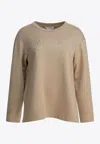 Max Mara Logo-patched Crewneck Sweatshirt In Neutral