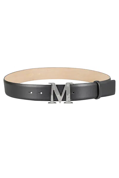 Max Mara Logo Plaque Buckled Belt In Black
